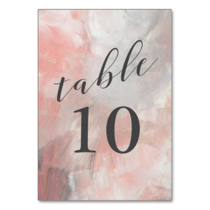 Moderne Dusty Coral Abstrakt Brushstrikes Hochzeit Tischnummer
