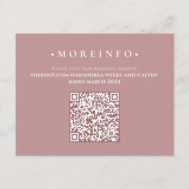 Moderne Dusty Rose Blumenmuster Minimalistisch QR  Begleitkarte (Vorderseite)