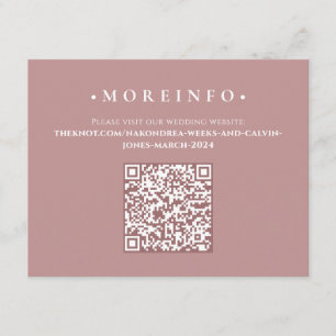 Moderne Dusty Rose Blumenmuster Minimalistisch QR Begleitkarte