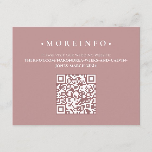 Moderne Dusty Rose Blumenmuster Minimalistisch QR  Begleitkarte (Vorderseite)