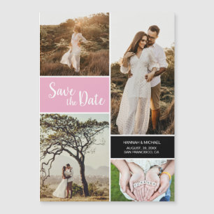 Moderne Dusty Rose FotoCollage Save the Date Magneteinladung