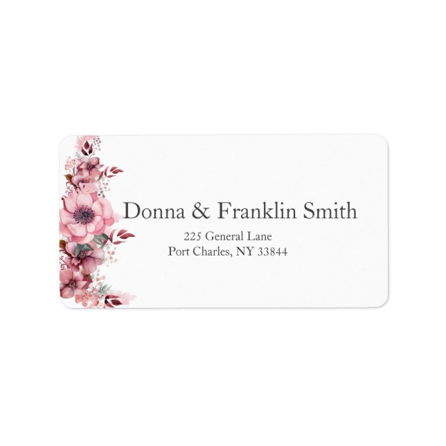 Moderne Dusty-Rose-Hochzeit Adressaufkleber (Vorne)