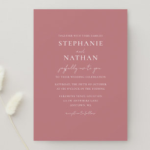 Moderne Dusty Rose Minimalistisch Hochzeit Einladung