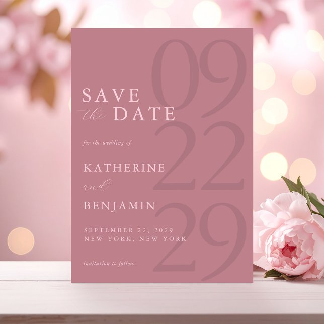 Moderne Dusty Rose Minimalistisch Hochzeit Save The Date (Von Creator hochgeladen)