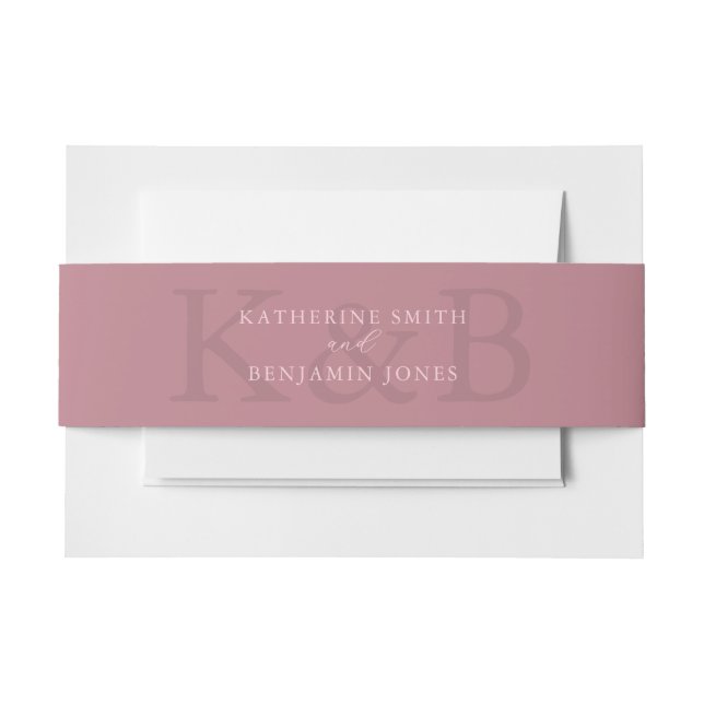 Moderne Dusty Rose Monogram Minimalistisch Wedding Einladungsbanderole (Vorderseite Beispiel)