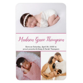 Moderne Dusty Rose Pink Script Baby Girl Fotos Magnet