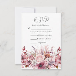 Moderne Dusty Rose Pink Wedding RSVP Karte