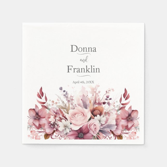 Moderne Dusty Rose Pink Wedding Serviette (Vorderseite)