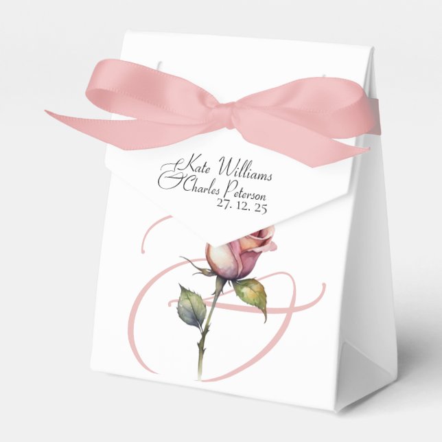 Moderne Dusty Rose Summer Blush Gastgeschenk Hochz Geschenkschachtel (Vorderseite)