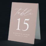 Moderne Dusty Rose Wedding Tischnummer Tischaufsteller<br><div class="desc">Trendy, minimalistische Zeltschilder auf der Hochzeitszelt mit modernen, weißen Schriftzeichen mit "Tisch" in moderner Kalligraphie-Schrift. Das Design ist mit einem staubigen Hintergrund der Rose oder einer beliebigen Farbe versehen. Das Design wiederholt sich auf der Rückseite. Um die Tischnummer Zeltschilder zu bestellen: Personalisieren Sie Ihre Namen, das Hochzeitsdatum und die Tischnummer....</div>