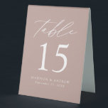 Moderne Dusty Rose Wedding Tischnummer Tischaufsteller<br><div class="desc">Trendy, minimalistische Zeltschilder auf der Hochzeitszelt mit modernen, weißen Schriftzeichen mit "Tisch" in moderner Kalligraphie-Schrift. Das Design ist mit einem staubigen Hintergrund der Rose oder einer beliebigen Farbe versehen. Das Design wiederholt sich auf der Rückseite. Um die Tischnummer Zeltschilder zu bestellen: Personalisieren Sie Ihre Namen, das Hochzeitsdatum und die Tischnummer....</div>