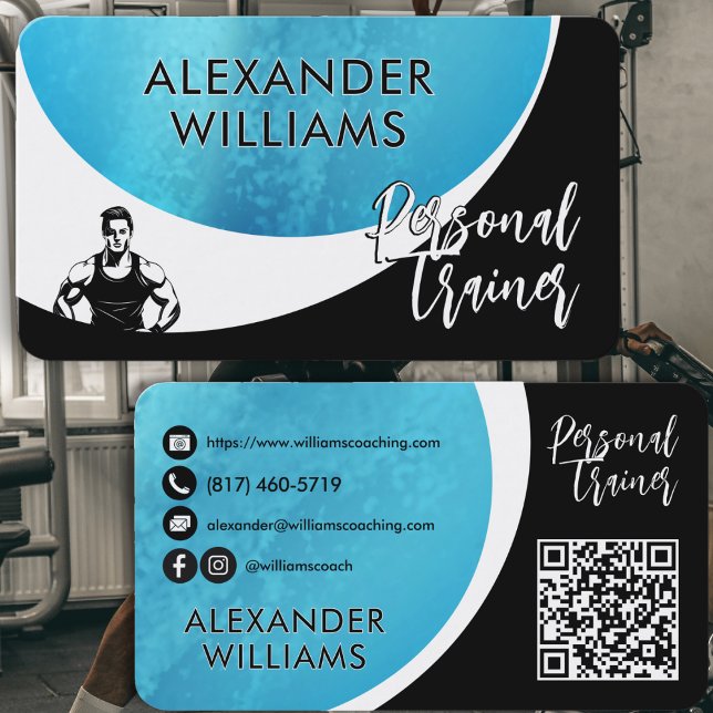 Moderne Dynamic QRcode Personal Trainer Fitness Visitenkarte (Von Creator hochgeladen)