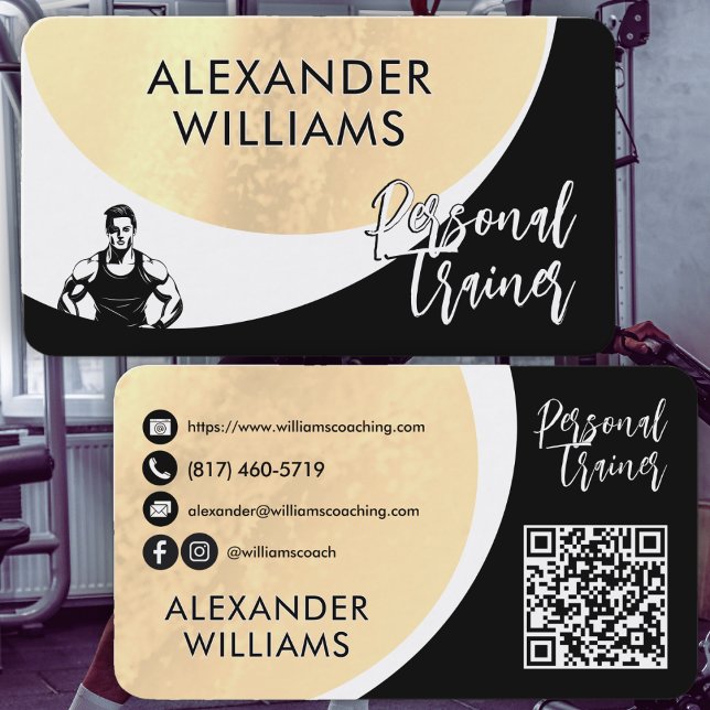 Moderne Dynamic QRcode Personal Trainer Fitness Visitenkarte (Von Creator hochgeladen)