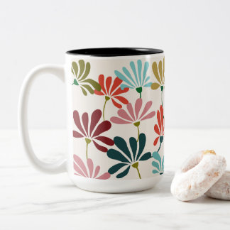 Moderne, dynamische Blume Zweifarbige Tasse