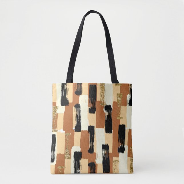 Moderne Earth Tone Abstrakt Brushstroke Toag Tasche (Vorderseite)