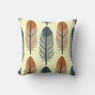 Moderne Earth Tone Feathers Throw Kissen