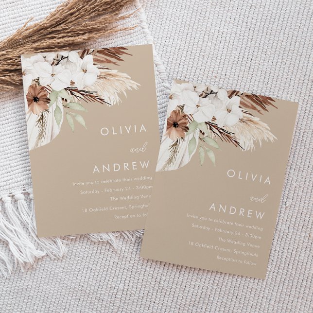 Moderne Earthy Beige Boho Wedding Einladung (Von Creator hochgeladen)