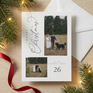 Moderne Écriture Élégante Carte de Noël Verte pour