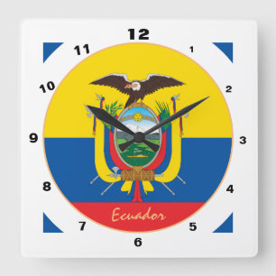 Moderne Ecuador-Flagge, trendige Ecuador Zuhause / Quadratische Wanduhr