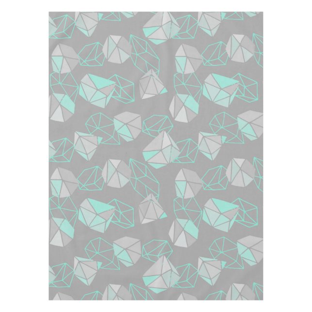 Moderne Edelsteine Muster Gray & Aqua Tischdecke (Vorderseite)