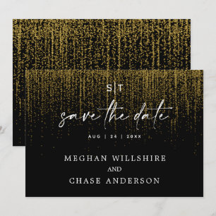 Moderne Edgy-Gold-Glitter-Save-the-Date-Karten Einladung