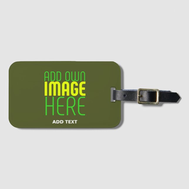 MODERNE EDITABLE ARMY GREEN IMAGE TEMPLATE GEPÄCKANHÄNGER (Vorderseite (Horizontal))