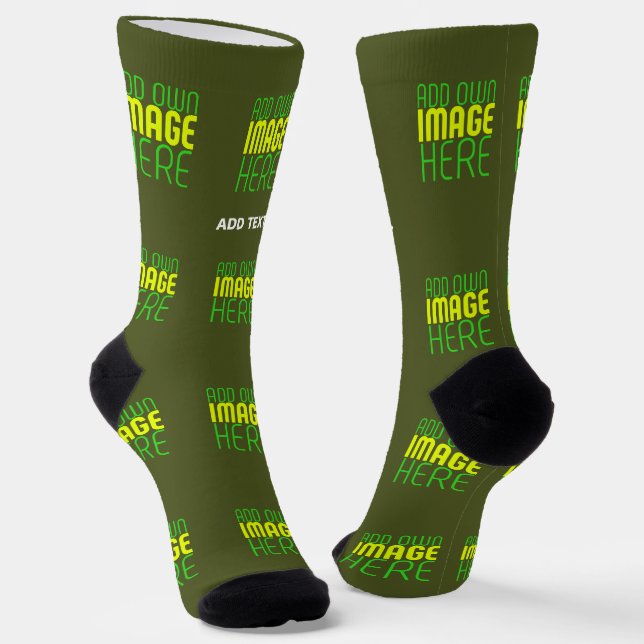 MODERNE EDITABLE ARMY GREEN IMAGE TEMPLATE SOCKEN (Gewinkelt)