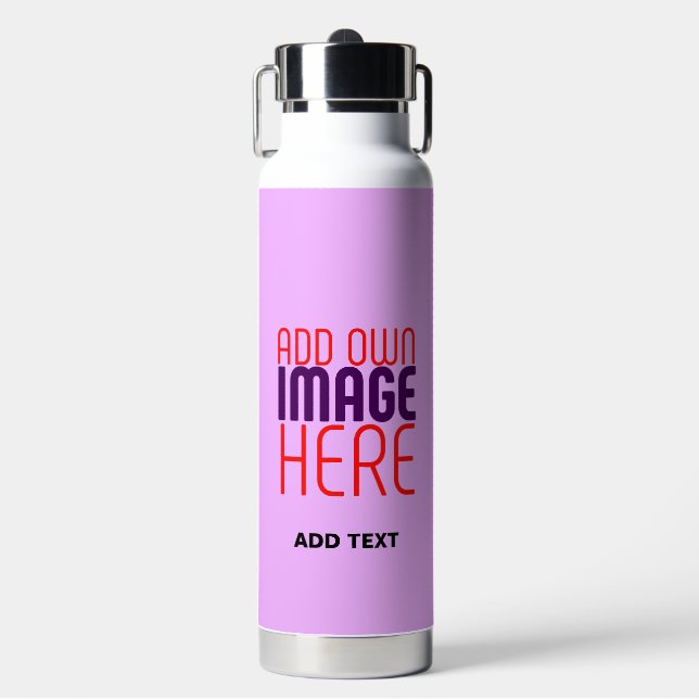 MODERNE EDITABLE EINFACHE MAUVE BILDERTEMPLATE TRINKFLASCHE (Vorderseite)