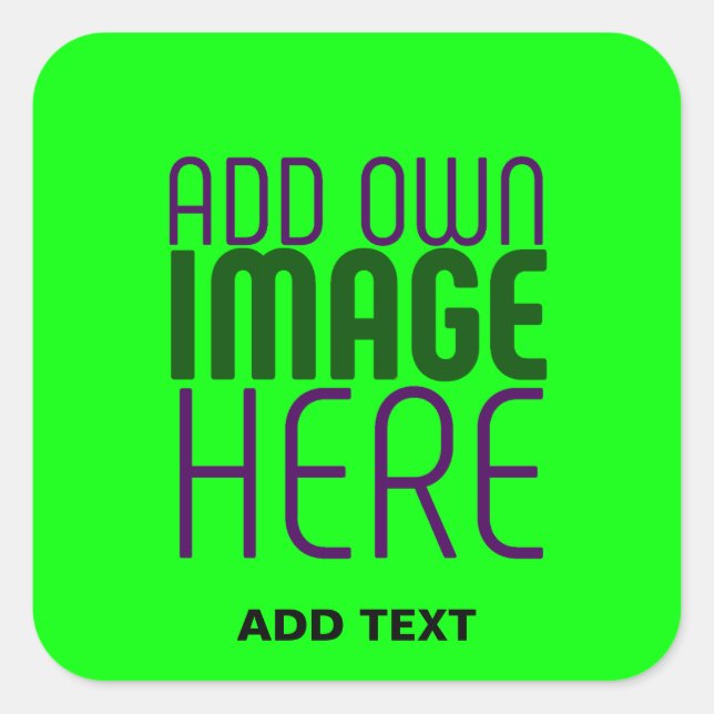 MODERNE, EDITABLE NEON GREEN IMAGE TEMPLATE QUADRATISCHER AUFKLEBER (Vorderseite)