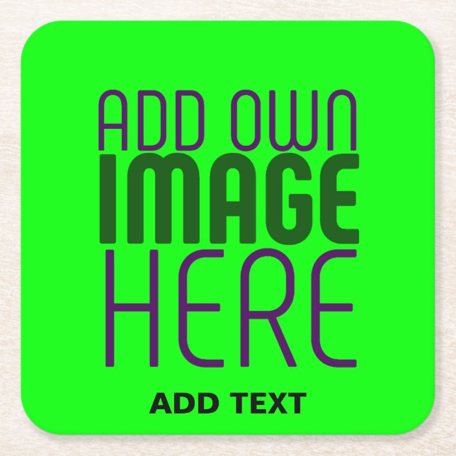 MODERNE, EDITABLE NEON GREEN IMAGE TEMPLATE RECHTECKIGER PAPPUNTERSETZER (Vorderseite)