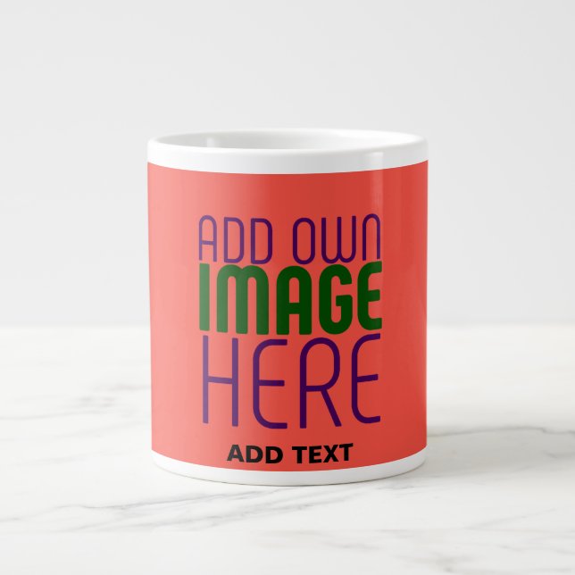 MODERNE EDITABLE RED ORANGE IMAGE TEMPLATE Jumbo-Tasse (Vorderseite)