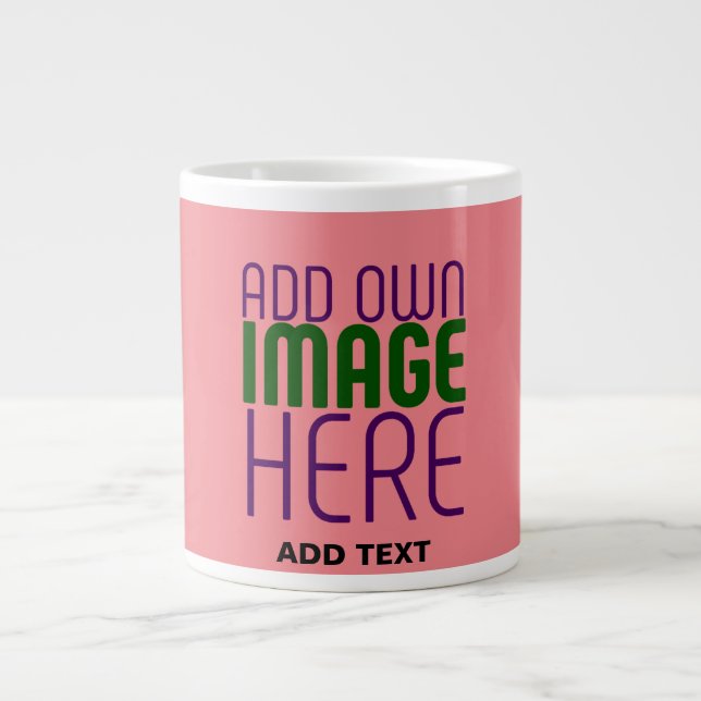 MODERNE, EDITABLE SALMON PINK BILDTEMPLATE Jumbo-Tasse (Vorderseite)