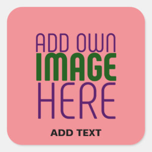 MODERNE, EDITABLE SALMON PINK BILDTEMPLATE QUADRATISCHER AUFKLEBER