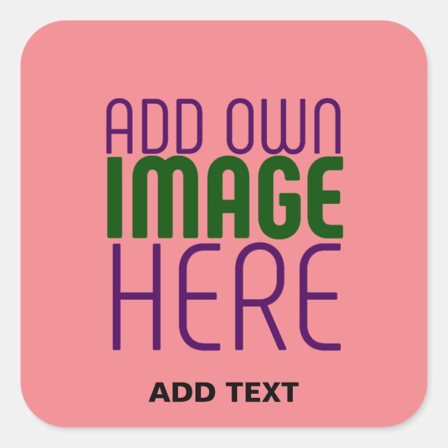 MODERNE, EDITABLE SALMON PINK BILDTEMPLATE QUADRATISCHER AUFKLEBER (Vorderseite)