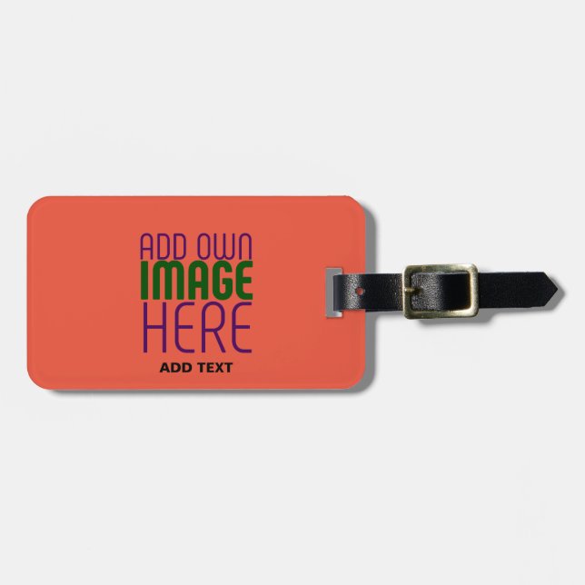 MODERNE EDITABLE TOMATO RED IMAGE TEXT TEMPLATE GEPÄCKANHÄNGER (Vorderseite horizontal)