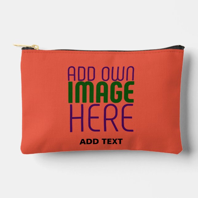 MODERNE EDITABLE TOMATO RED IMAGE TEXT TEMPLATE ZUBEHÖRTASCHE (Vorderseite)
