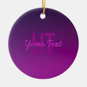 Moderne editierbare monogrammierte Text & Lila Omb Keramik Ornament