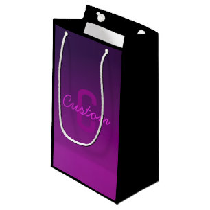 Moderne editierbare monogrammierte Text & violette Kleine Geschenktüte
