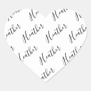 Moderne editierbare Skripttextmuster   Schwarz & W Herz-Aufkleber