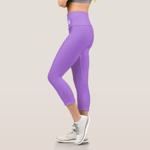 Moderne editierbare weiße Yoga-Schrift auf Violett Capri Leggings