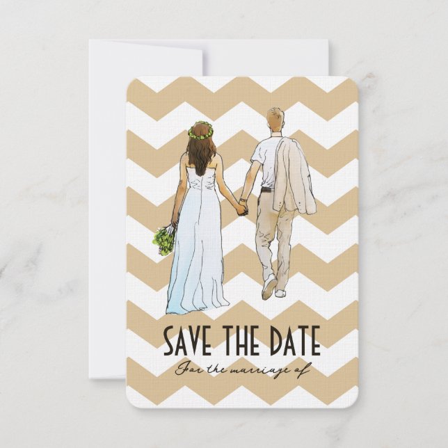 Moderne Ehepaare sparen die Datumskarte Save The Date (Vorderseite)
