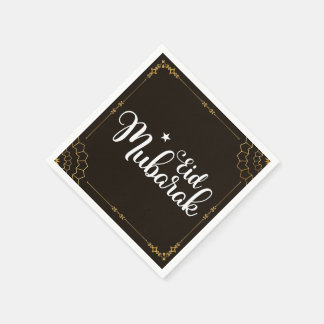 Moderne Eid Mubarak Schwarz Gold Eid Servietten