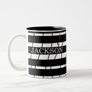 Moderne Eigene Typografie Schwarz Streifen Zweifarbige Tasse