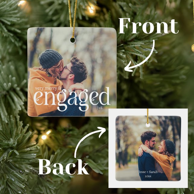 Moderne, einfach bearbeitbare Farbe Verlobt 2 Foto Keramikornament (Von Creator hochgeladen)