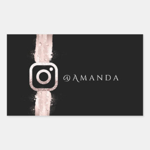 Moderne einfach Makeup Pink Spark Instagra Black Rechteckiger Aufkleber