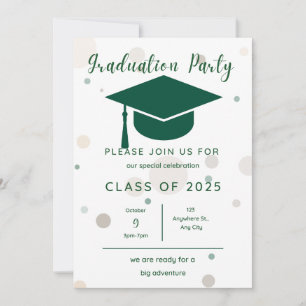 Moderne Einfache 2-Foto-grüne Graduierungsparty Einladung