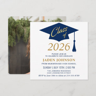 Moderne einfache Abschlussfeier Klasse 2026 PHOTO Einladung