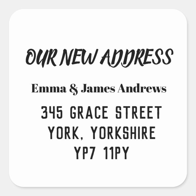 Moderne, einfache Ankündigung Square Sticker (Vorderseite)