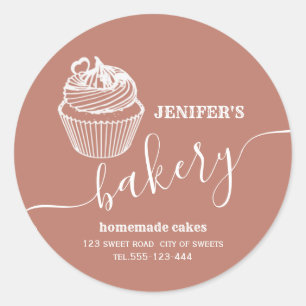 Moderne einfache Bäckerei Selbstgemachte Cupcakes Runder Aufkleber