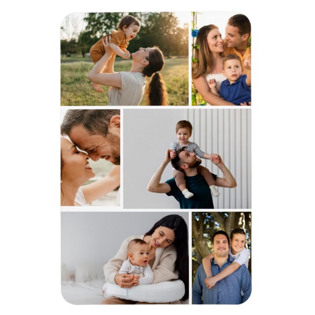 Moderne einfache benutzerdefinierte 6-Foto-Collage Magnet (Vertikal)